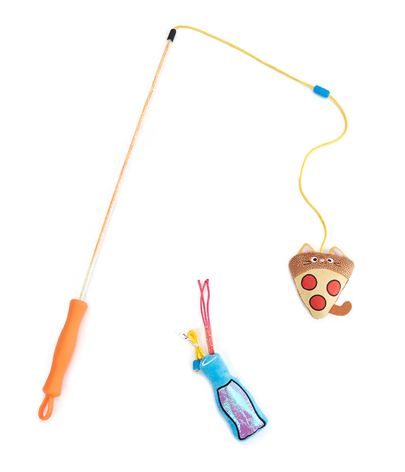 FOFOS Replaceable Meow Fast Food Cat Wand Cat Toy