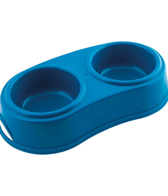 Georplast Plastic Double Antislip Pet Bowl L Blue