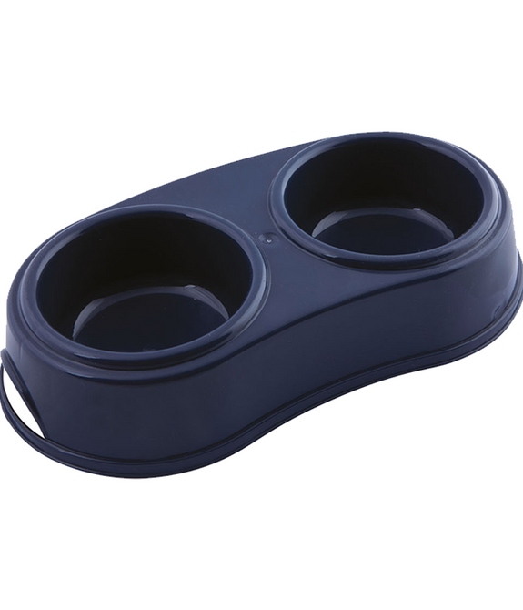 Georplast Plastic Double Antislip Pet Bowl L Navy Blue