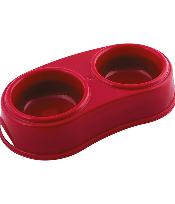 Georplast Plastic Double Antislip Pet Bowl L Red