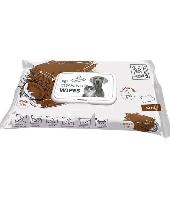 M-PETS Pet Cleaning Wipes Coconut 40pcs