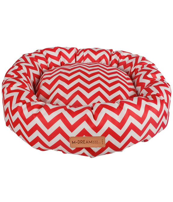 M-PETS Tasmania Round Cushion Red/White