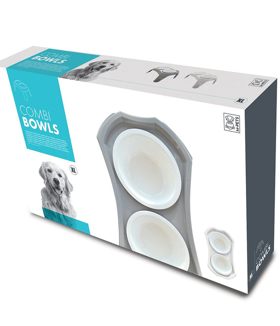 M-PETS Combi Double Bowl XL Grey 2x1500ml