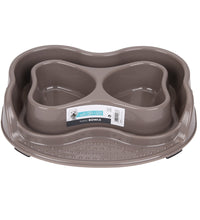 M-PETS No Spill Plastic Double Bowl Grey 2x500ml