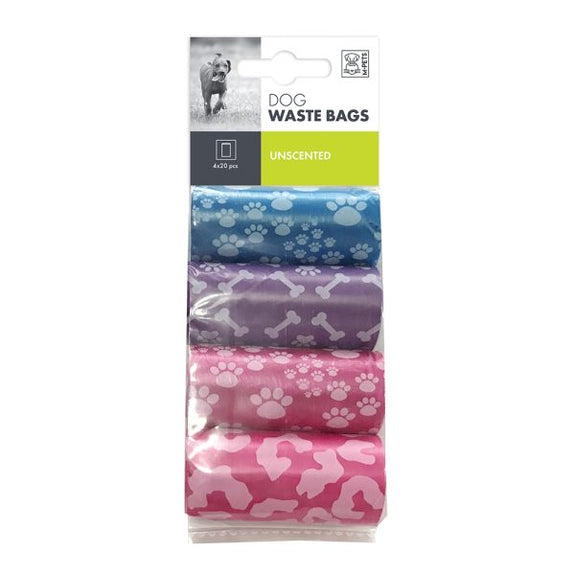 M-PETS Dog Waste Bags Mixed Colors 80 bags (4×20)