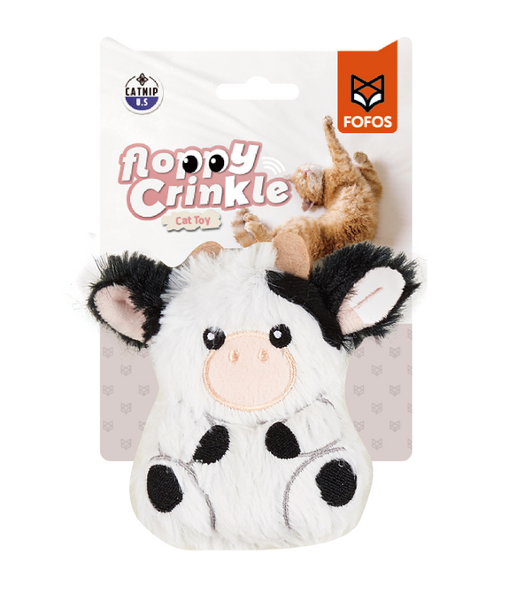 FOFOS Cow Floppy Crinkle Cat Toy