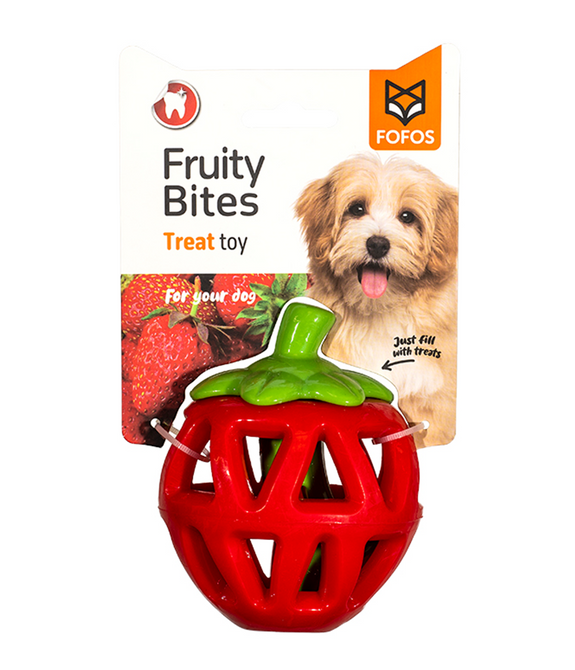 FOFOS Fruity Bites Strawberry Treat Dispensing Dog Toy