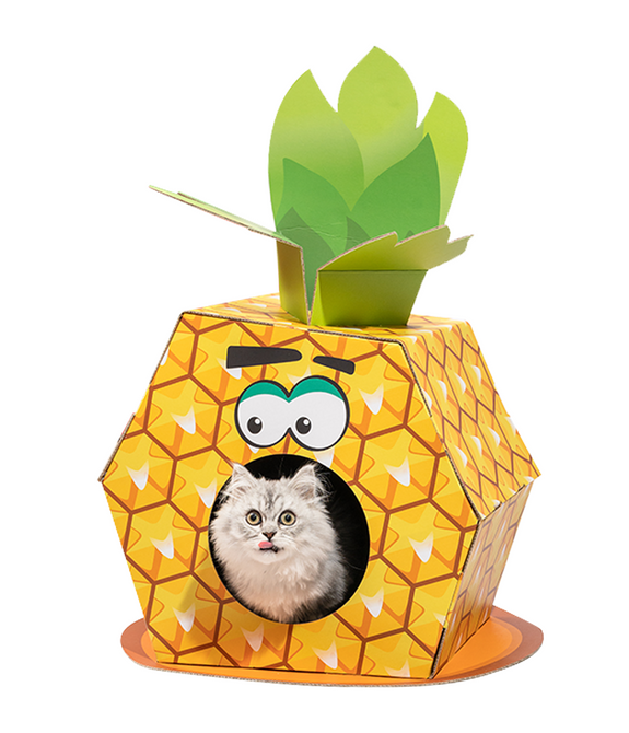 fofos-pineapple-cardboard-cat-house-with-scratching-pad -1