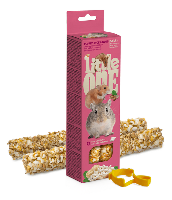 Little One Sticks for hamsters, rats, mice and gerbils with puffed rice and nuts 2x55g