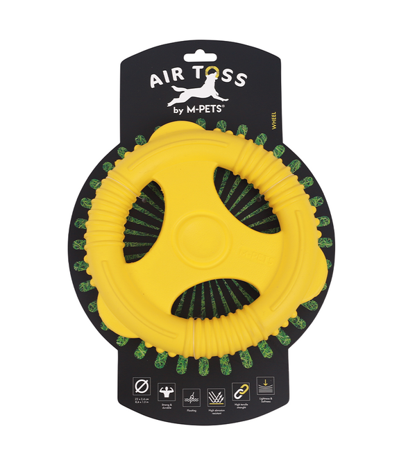 M-PETS Air Toss Wheel Yellow Dog Toy