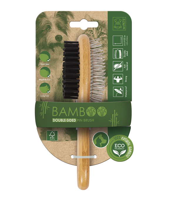 M-PETS Bamboo Double-Sided Pin Brush