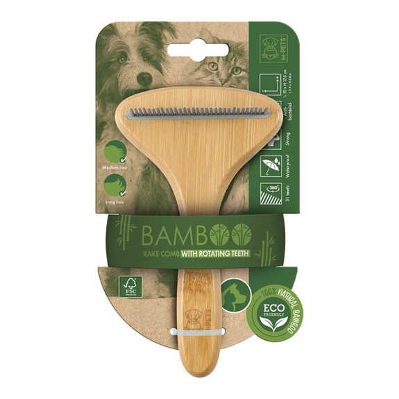 M-PETS Bamboo Rake Comb 31 teeth