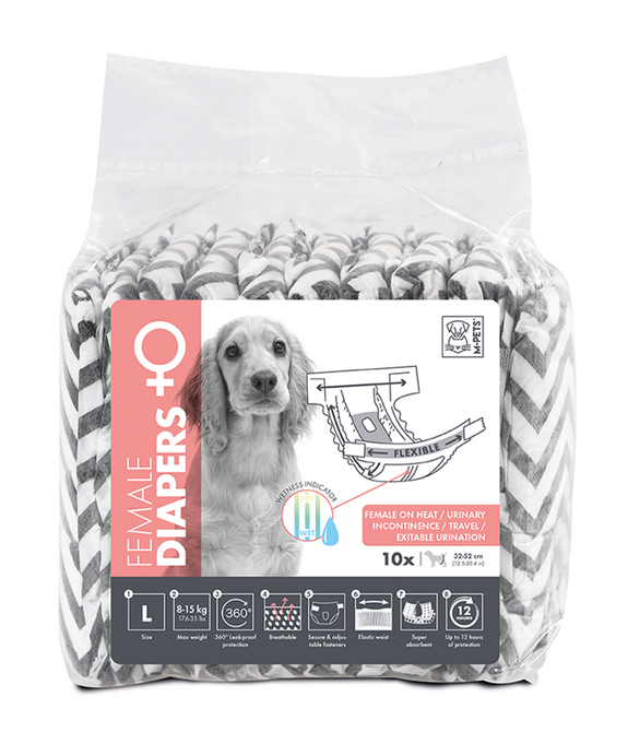 M-PETS Female Dog Diapers L 10 Pack