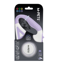 M-PETS Flash Retractable Leash White & Purple M