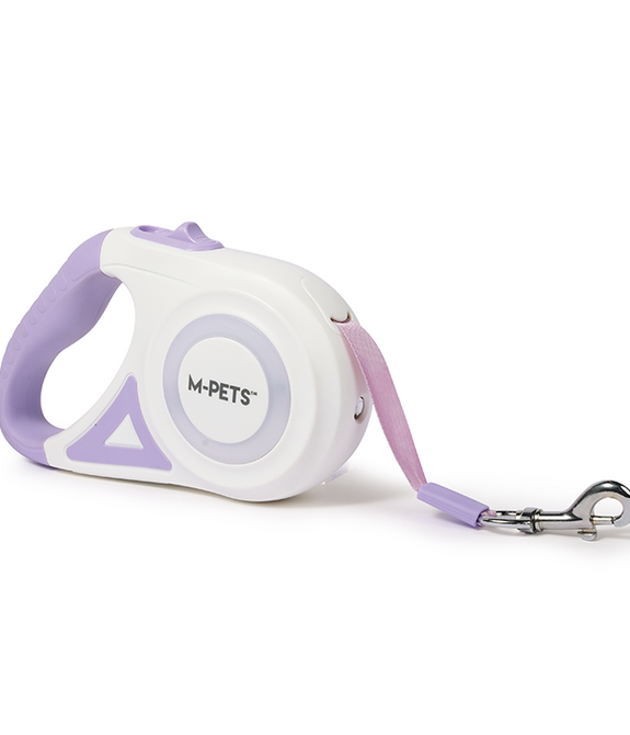 M-PETS Flash Retractable Leash White & Purple M