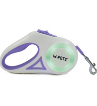 M-PETS Flash Retractable Leash White & Purple M