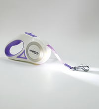 M-PETS Flash Retractable Leash White & Purple M