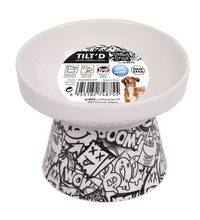 M-PETS Freestyle Tilt’d Raised Ceramic Bowl Black & White 250ml