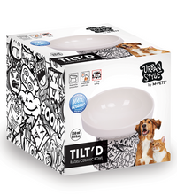 M-PETS Freestyle Tilt’d Raised Ceramic Bowl Black & White 250ml