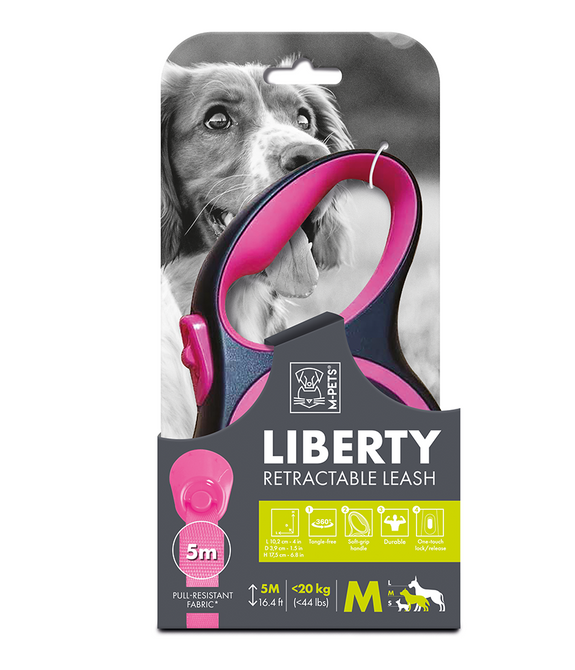 M-PETS Liberty Dog Retractable Leash Pink M