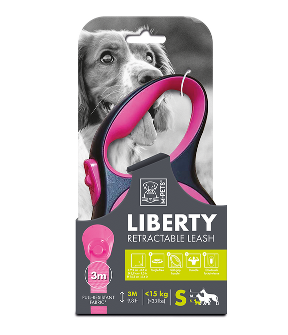 M-PETS Liberty Dog Retractable Leash Pink S