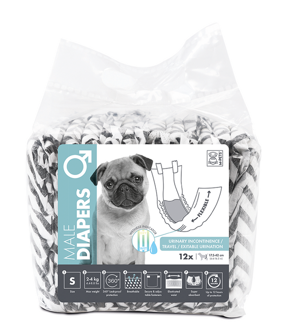 M-PETS Male Dog Diapers S 12 Pack