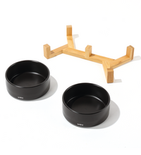 M-PETS OPERA Ceramic Bowls with Bamboo Stand Black 2x350ml