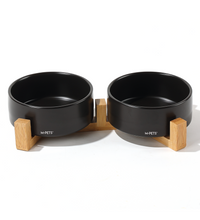 M-PETS OPERA Ceramic Bowls with Bamboo Stand Black 2x850ml