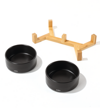 M-PETS OPERA Ceramic Bowls with Bamboo Stand Black 2x850ml