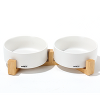 M-PETS OPERA Ceramic Bowls with Bamboo Stand White 2x350ml