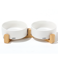 M-PETS OPERA Ceramic Bowls with Bamboo Stand White 2x850ml