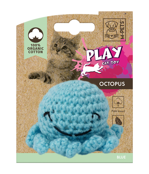 M-PETS Octopus Organic Cotton Cat Toy Blue