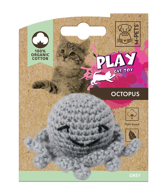 M-PETS Octopus Organic Cotton Cat Toy Grey