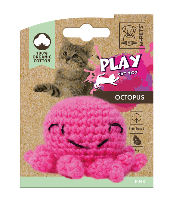 M-PETS Octopus Organic Cotton Cat Toy Pink