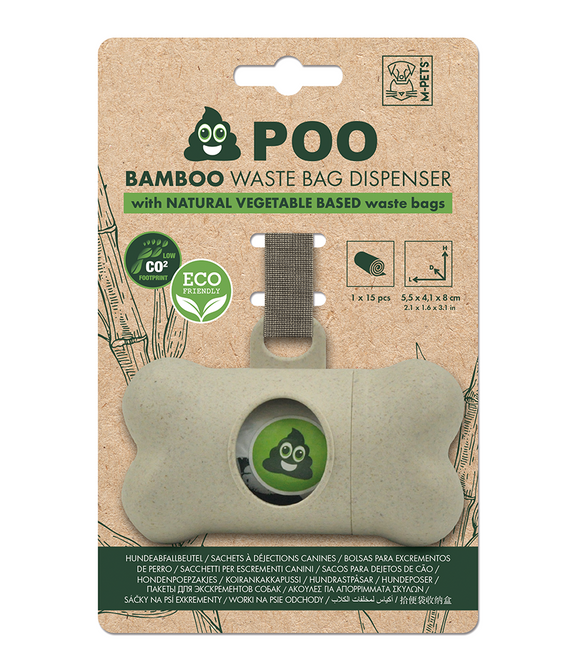 M-PETS Poo Bamboo Waste Bags Dispenser +15 bags