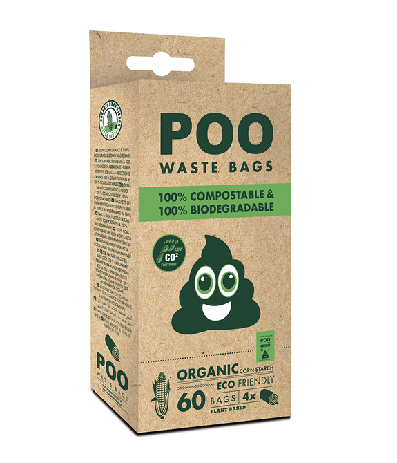 M-PETS Poo Eco Friendly Waste Bags 100% Compostable 100% Biodegradable Unscented 60 pcs