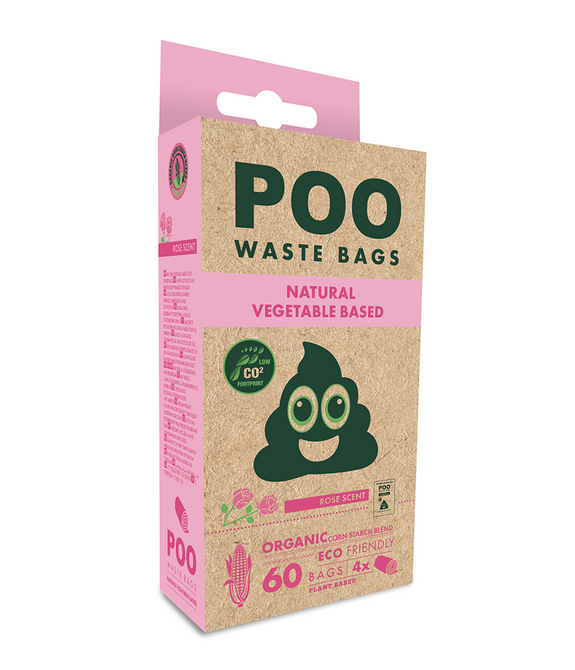 M-PETS Poo Eco Friendly Waste Bags Rose Scented 60 pcs