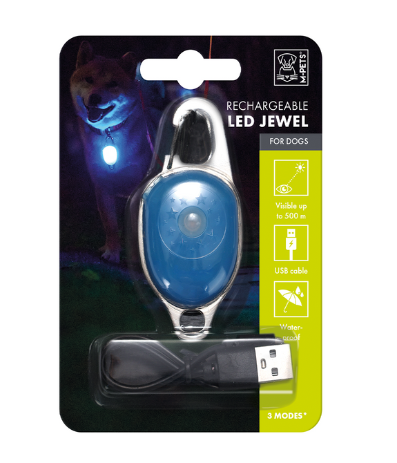 M-PETS Rechargeable LED JEWEL for dogs – Blue