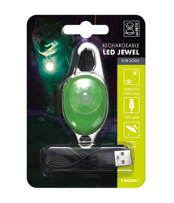 M-PETS Rechargeable LED JEWEL for dogs – Green