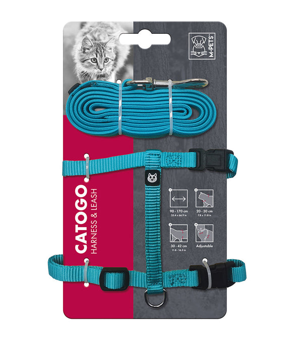 M-PETS Catogo Cat Harness & Leash Set Blue