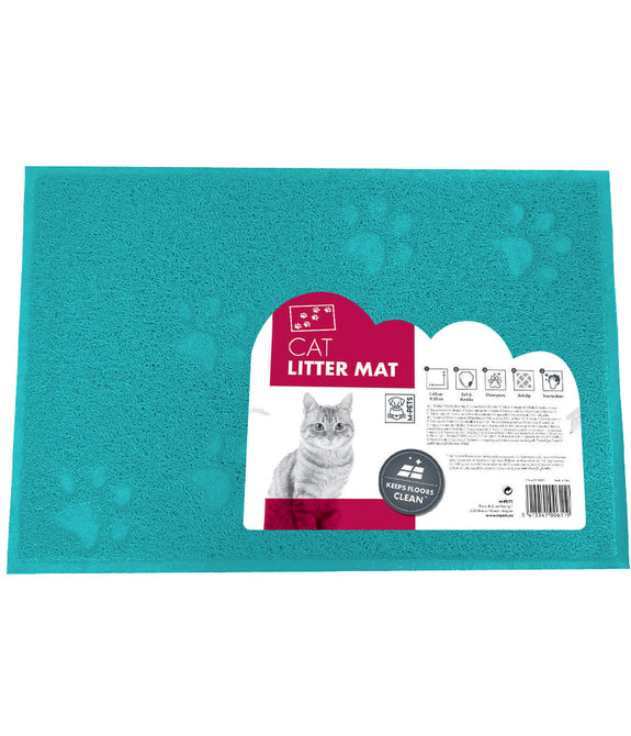 M-PETS Footprint Cat Litter Mat Blue