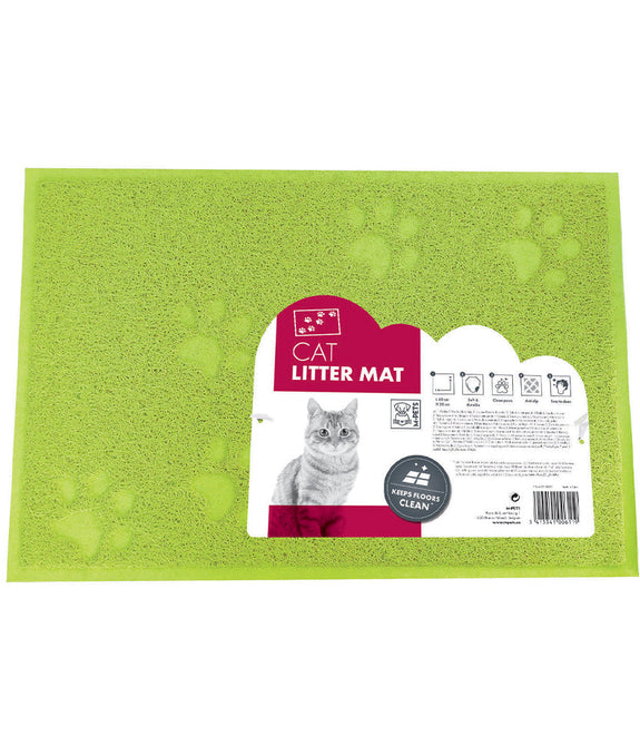 M-PETS Footprint Cat Litter Mat Green