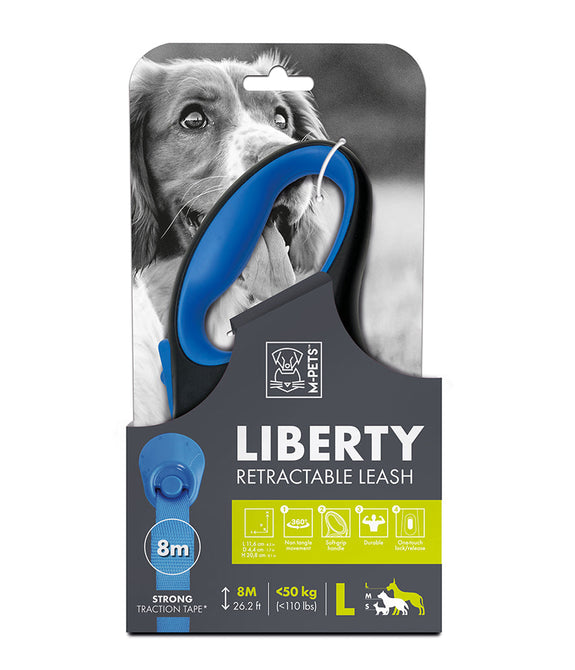 M-PETS Liberty Dog Retractable Leash Blue L