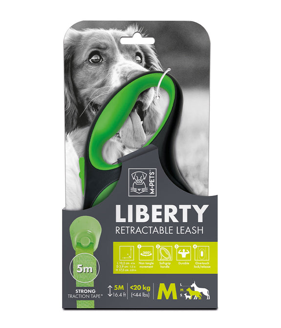 M-PETS Liberty Dog Retractable Leash Green M