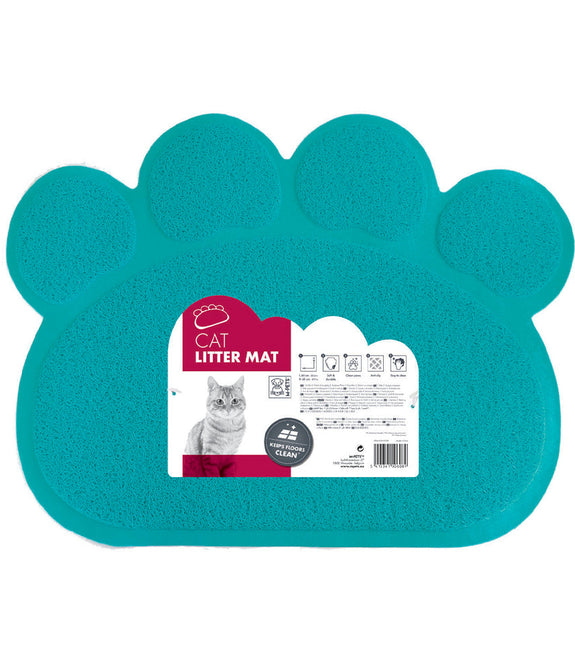 M-PETS Paw Cat Litter Mat Blue