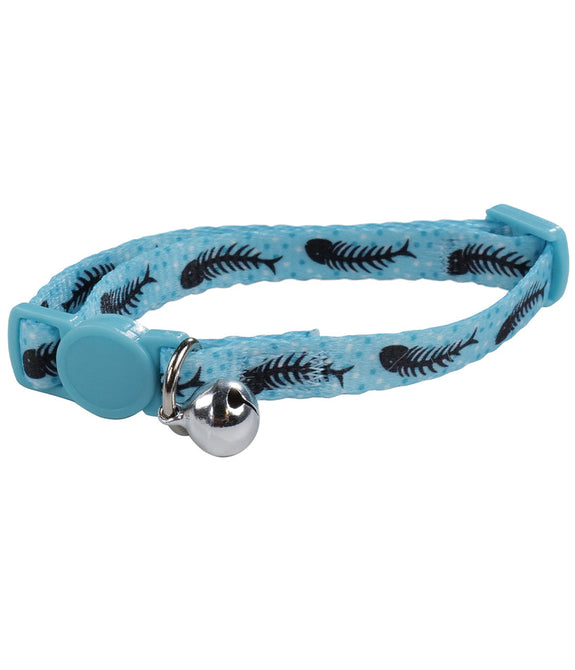 M-PETS Zany Cat Eco Collar Light Blue Fish Bone