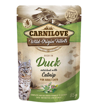 carnilove-duck-enriched-with-catnip-for-adult-cats-wet-food-pouches-24x85g -1