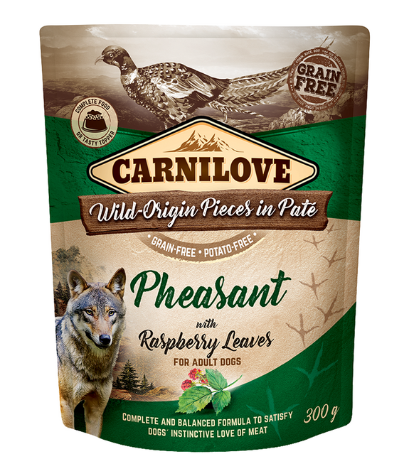 carnilove-pheasant-with-raspberry-leaves-for-adult-dogs-wet-food-pouches-12x300g -1