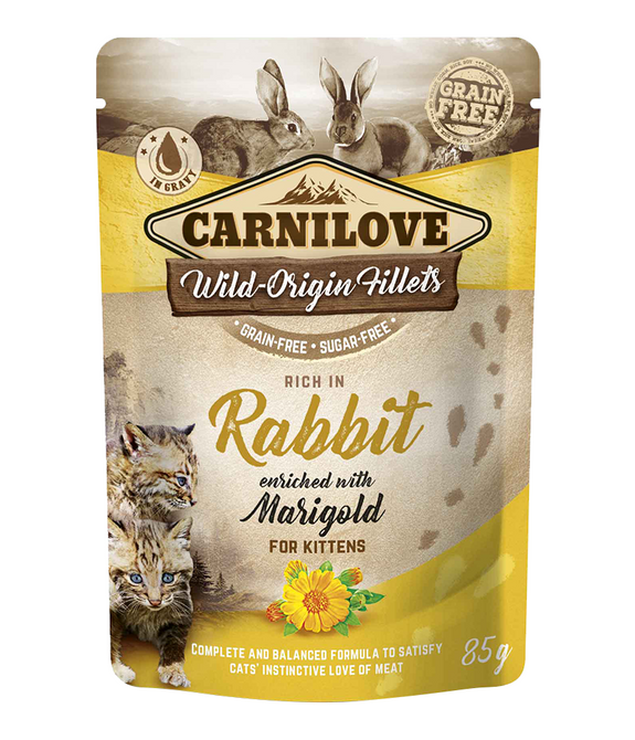 carnilove-rabbit-enriched-with-marigold-for-kittens-wet-food-pouches-24x85g -1