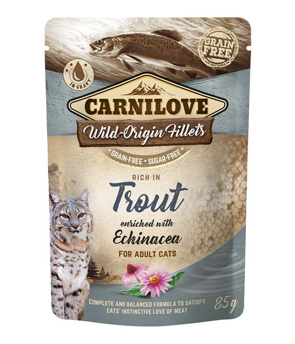 carnilove-trout-enriched-with-echinacea-for-adult-cats-wet-food-pouches-24x85g -1